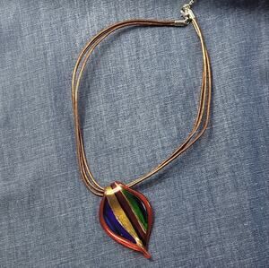 Art Glass Inverse Teardrop Necklace